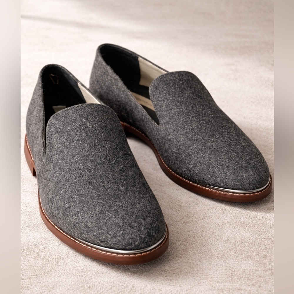 Matt Brenson Ellington Wool Loafers Gray Felt Metal Toe 8.5‎